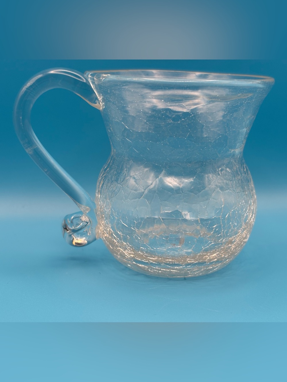Clear Crackle Glass Bud Vase or Creamer Pitcher with Textured Cracked Appearance - Picture 3 of 5